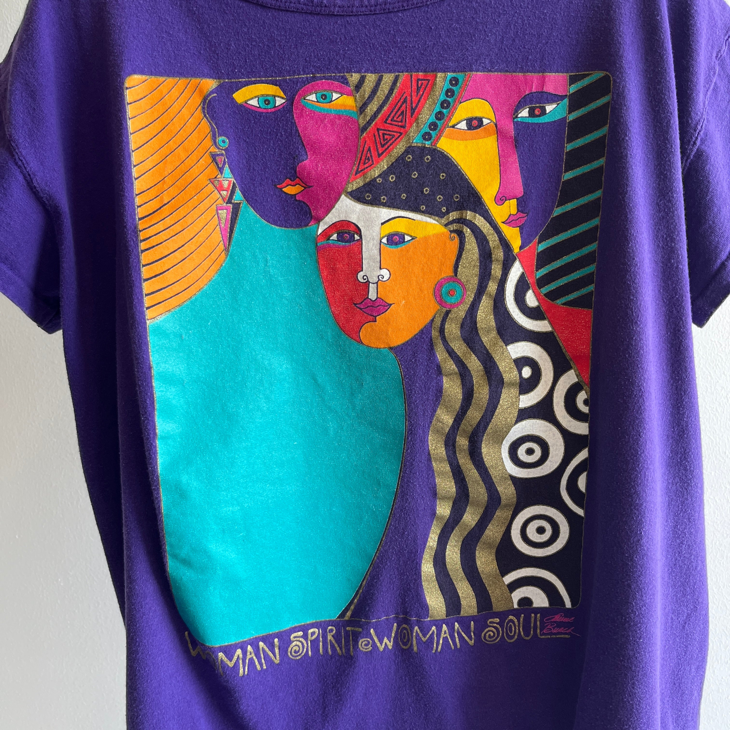 1980s Laura Busch Woman Spirit, Woman Soul Longer Cotton T-Shirt