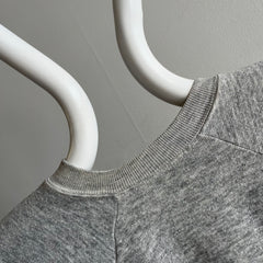 1970s Blank Gray Raglan with DIY Hemline Cut