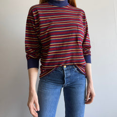 1970s Soft, Thin, Mended, Striped, Pocket Slouchy Long Sleeve Shirt