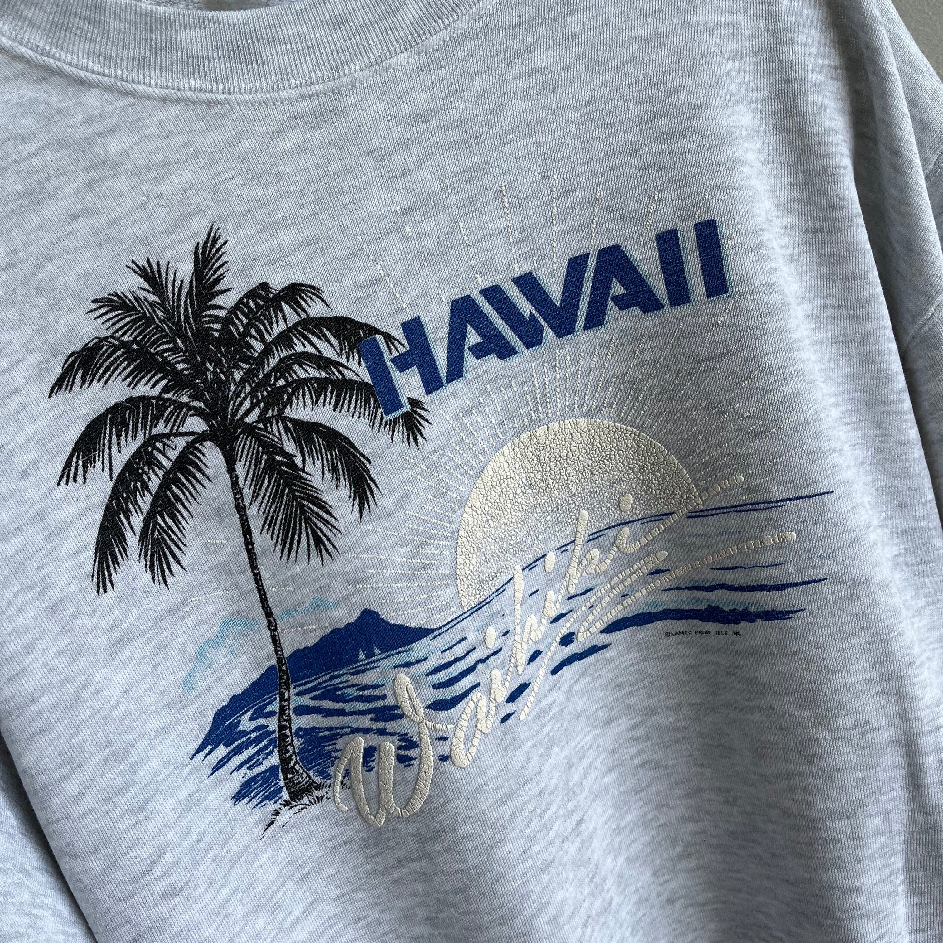 1990s SUPER THINNED OUT AND SLOUCHY Hawaii Sweatshirt