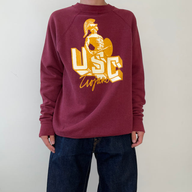 1980s/90s Burgundy USC Trojans Sweatshirt - FIGHT ON