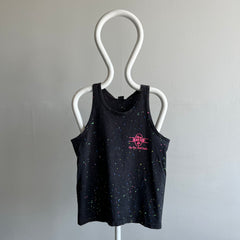 1980s Village Beach Club, Nags Head - North Carolina - Neon Splattered Cotton Tank Top