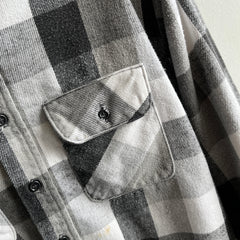 1990s Five Brothers Black and White Cotton Flannel