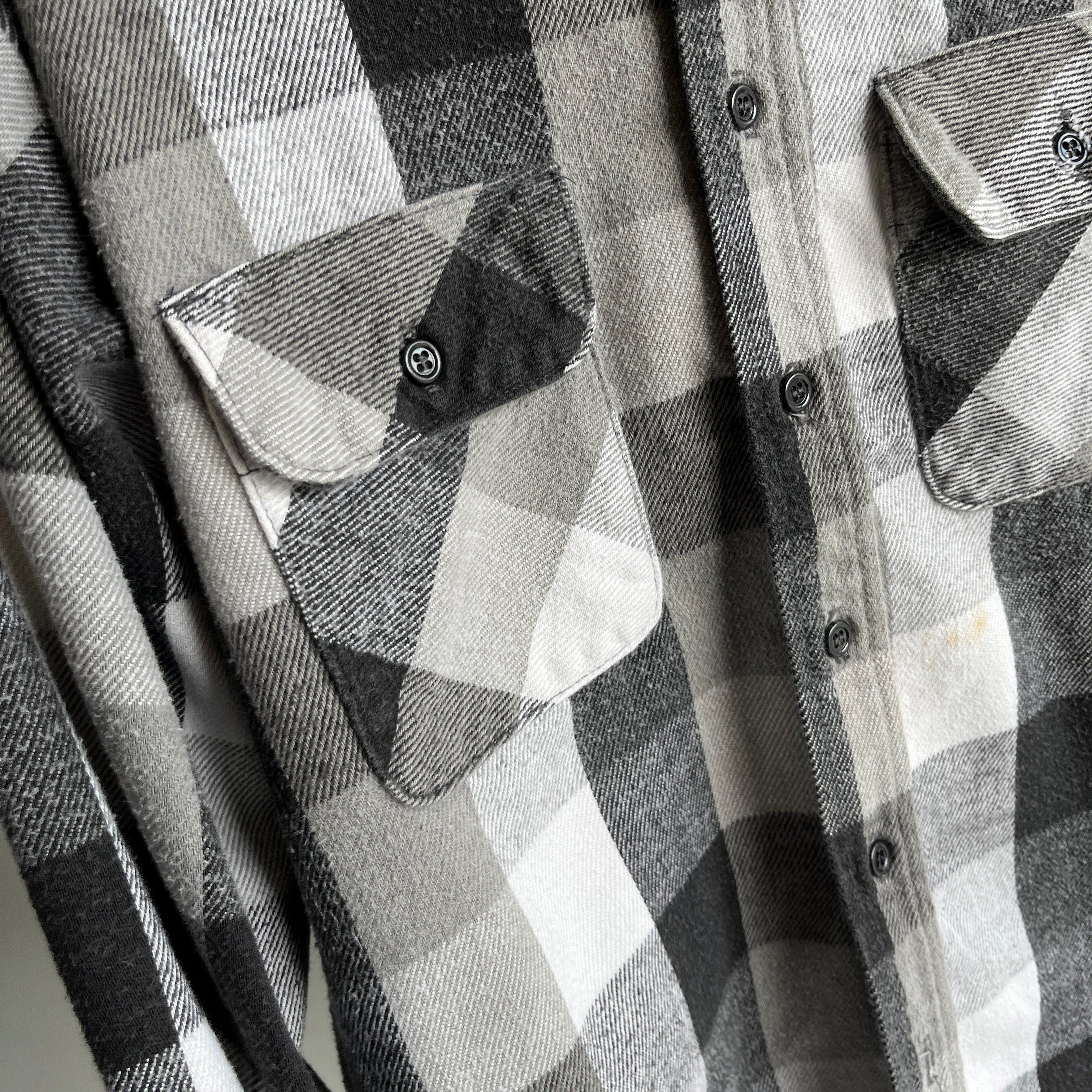 1990s Five Brothers Black and White Cotton Flannel