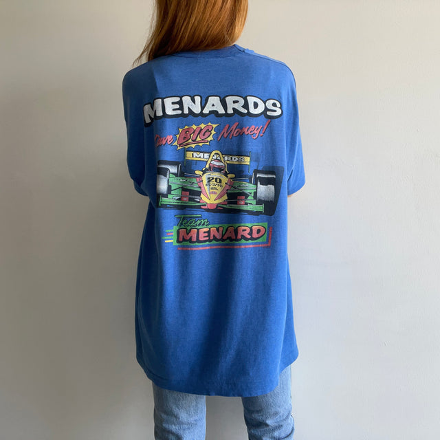 1990s !!!! Menards "Ask Me I'll Help" "Name Tag Here" Thrashed T-Shirt
