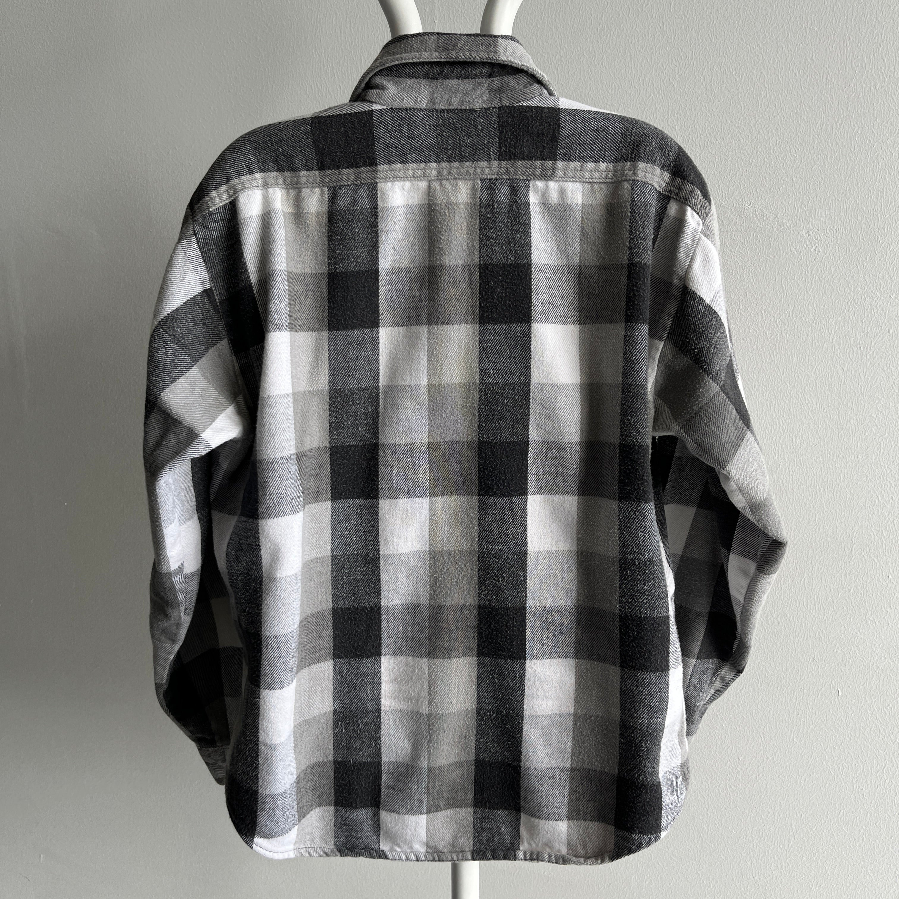 1990s Five Brothers Black and White Cotton Flannel