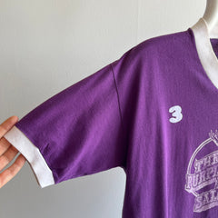 1970s The Purple Moose Saloon Front and Back No 3 Ring V Neck by Sportswear