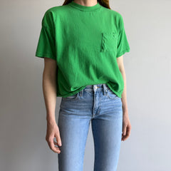 1980s The Slouchiest Kelly Green Pocket Tee Ever Made In The 80s, Maybe