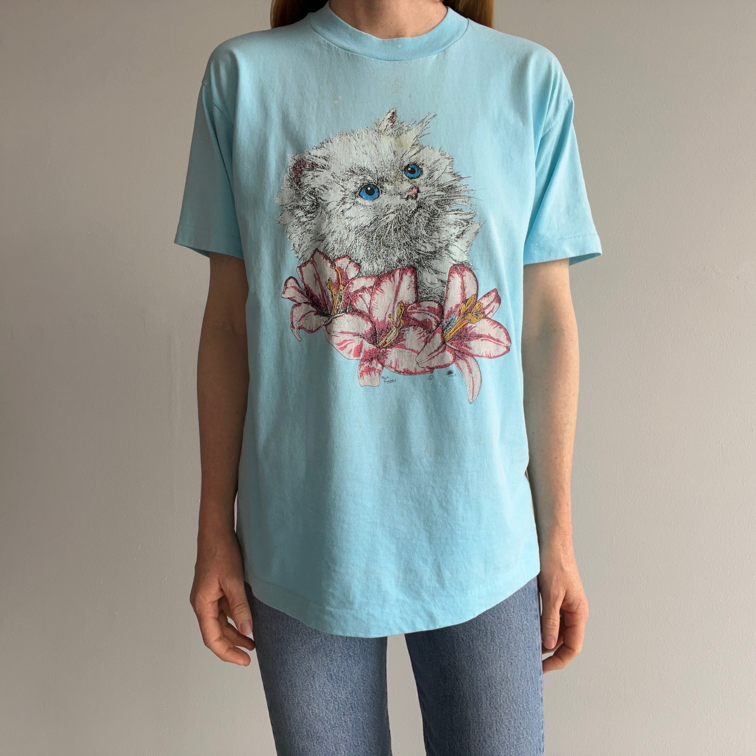 1980s Stained Cat Icon T-Shirt