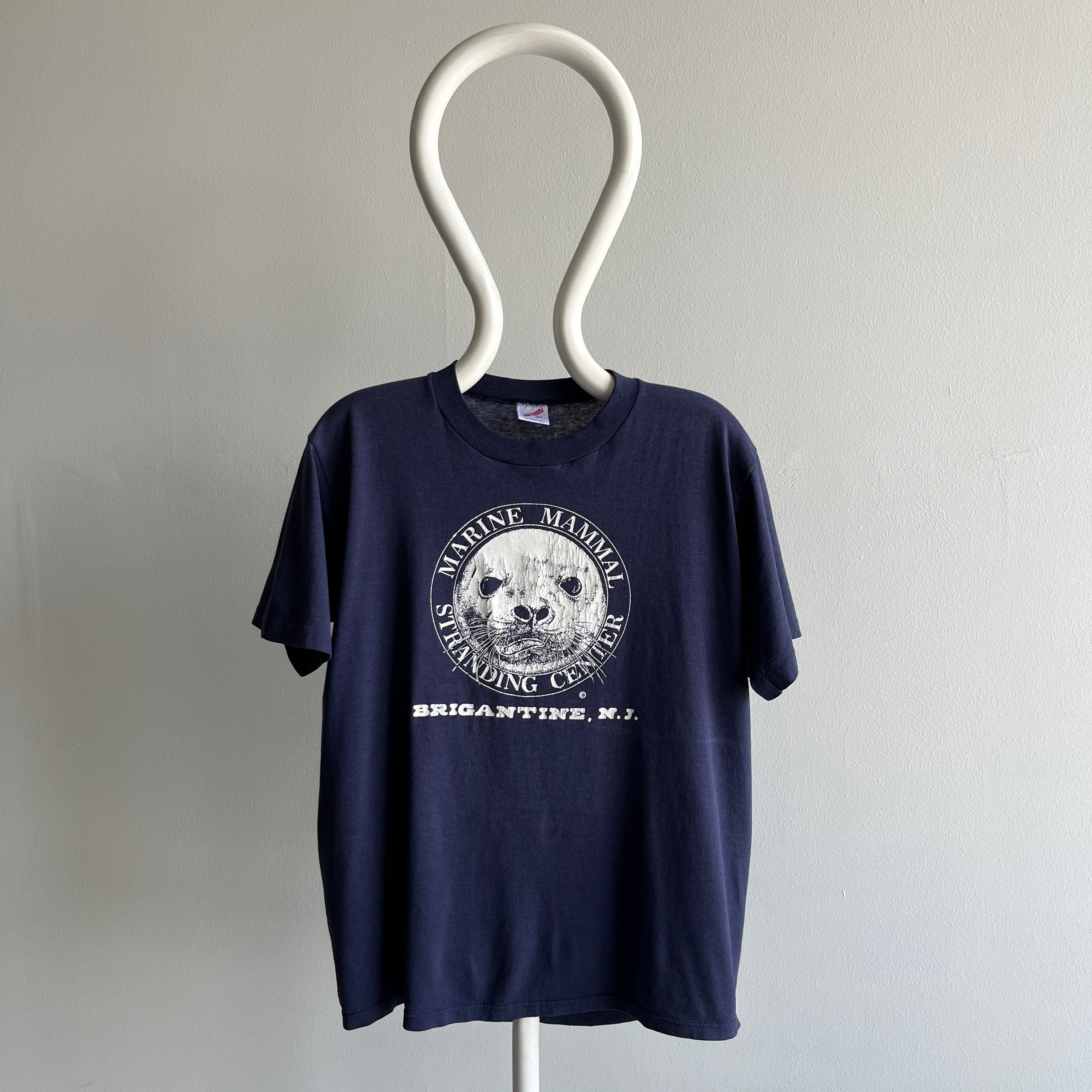 1980s Marine Mammal Stranding Center - THE SEAL BUTT ON THE BACK - Brigantine, NJ T-Shirt