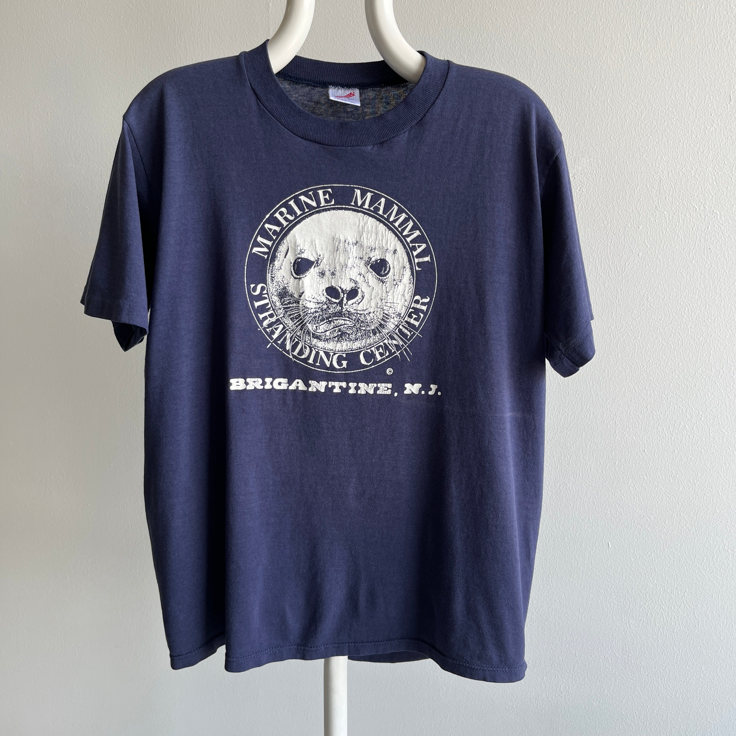 1980s Marine Mammal Stranding Center - THE SEAL BUTT ON THE BACK - Brigantine, NJ T-Shirt