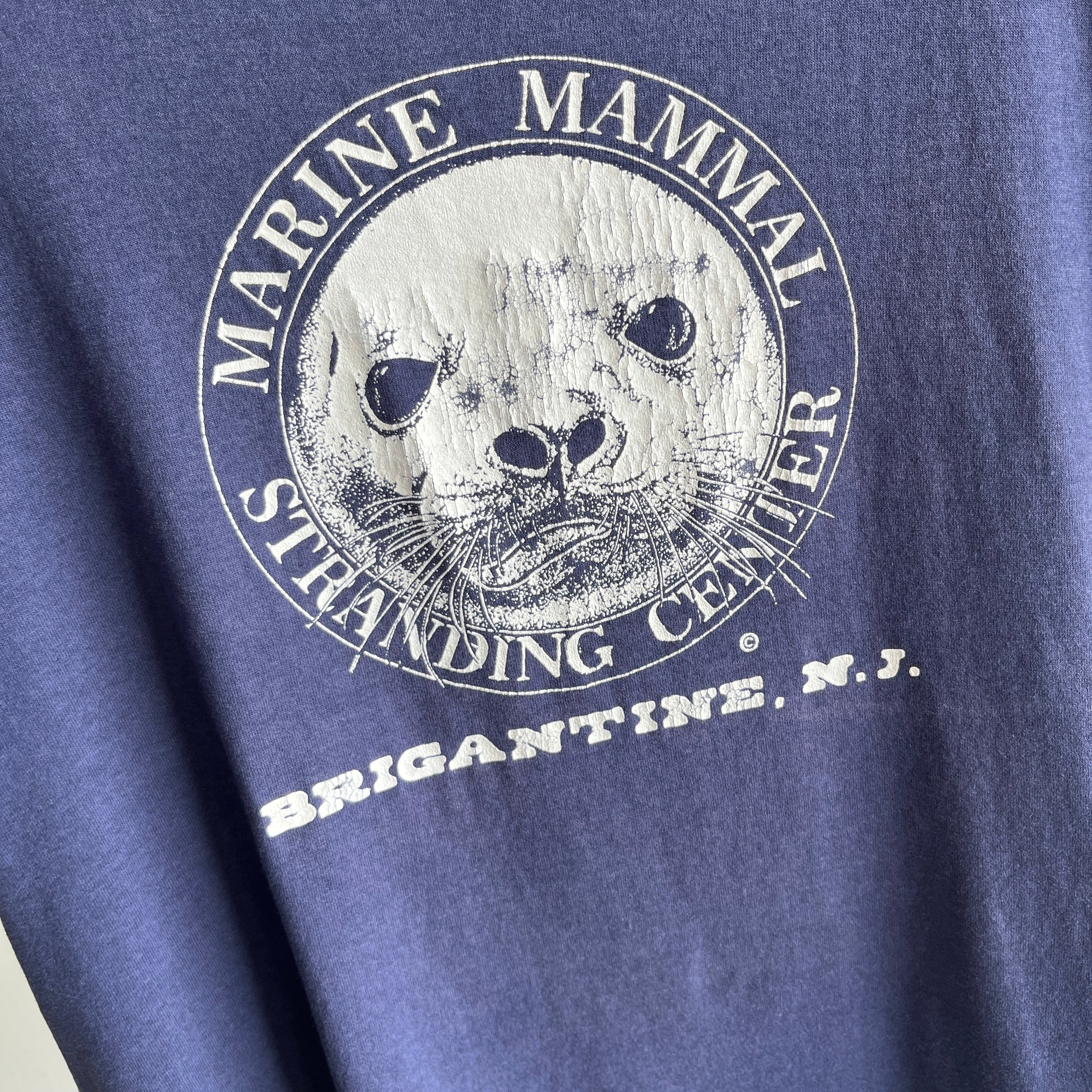 1980s Marine Mammal Stranding Center - THE SEAL BUTT ON THE BACK - Brigantine, NJ T-Shirt