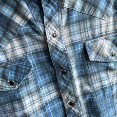 1970s Lightweight Cotton Cowboy Snap Flannel Shirt