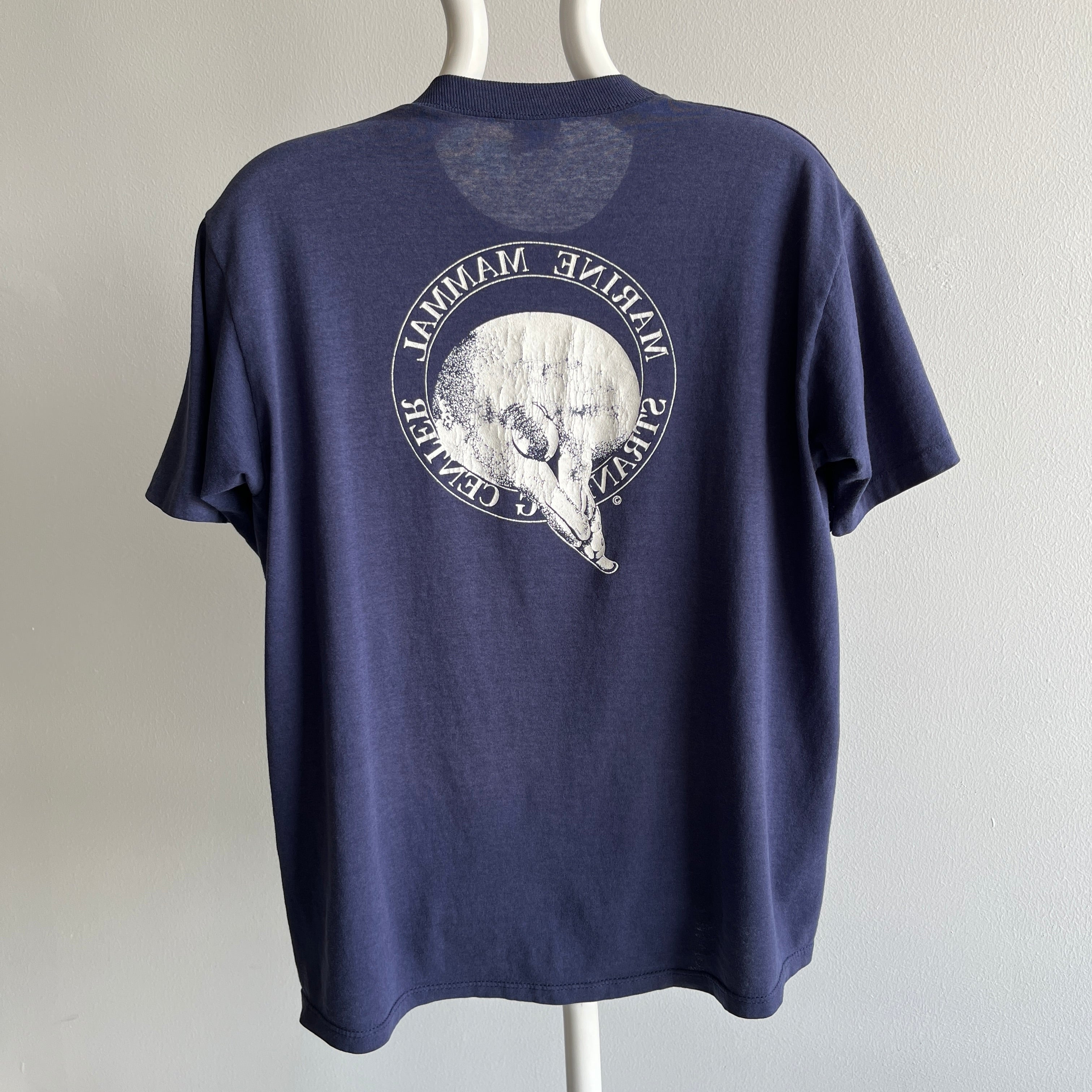 1980s Marine Mammal Stranding Center - THE SEAL BUTT ON THE BACK - Brigantine, NJ T-Shirt