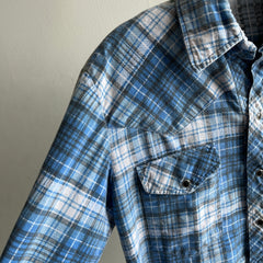 1970s Lightweight Cotton Cowboy Snap Flannel Shirt