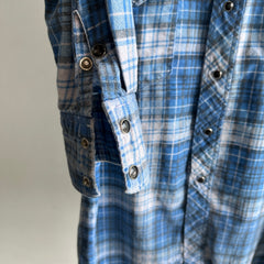 1970s Lightweight Cotton Cowboy Snap Flannel Shirt