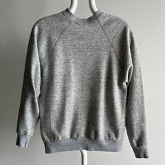 1980s Blank Gray Sweatshirt with a Little Sleeve Mending