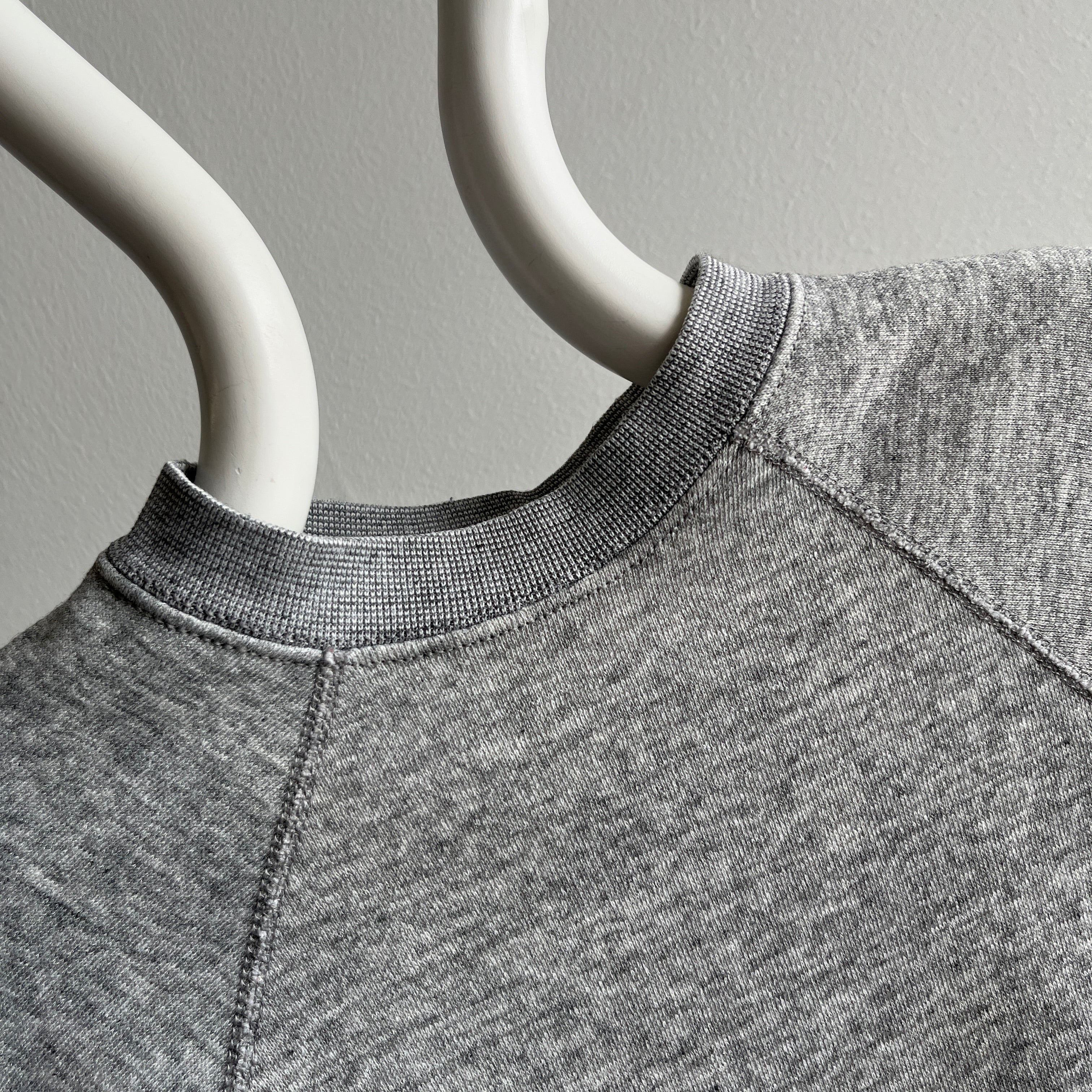 1980s Blank Gray Sweatshirt with a Little Sleeve Mending