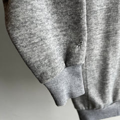 1980s Blank Gray Sweatshirt with a Little Sleeve Mending