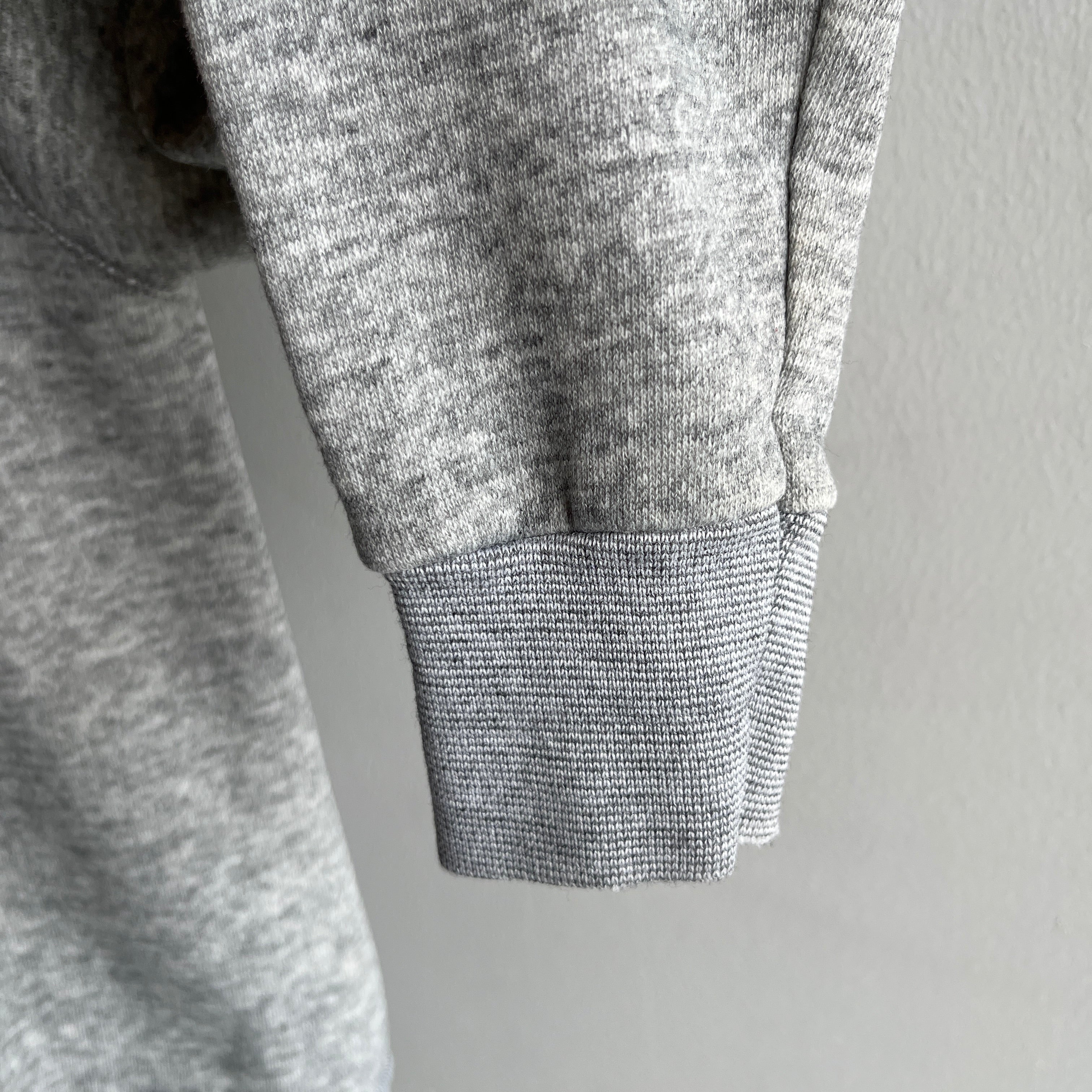 1980s Blank Gray Sweatshirt with a Little Sleeve Mending