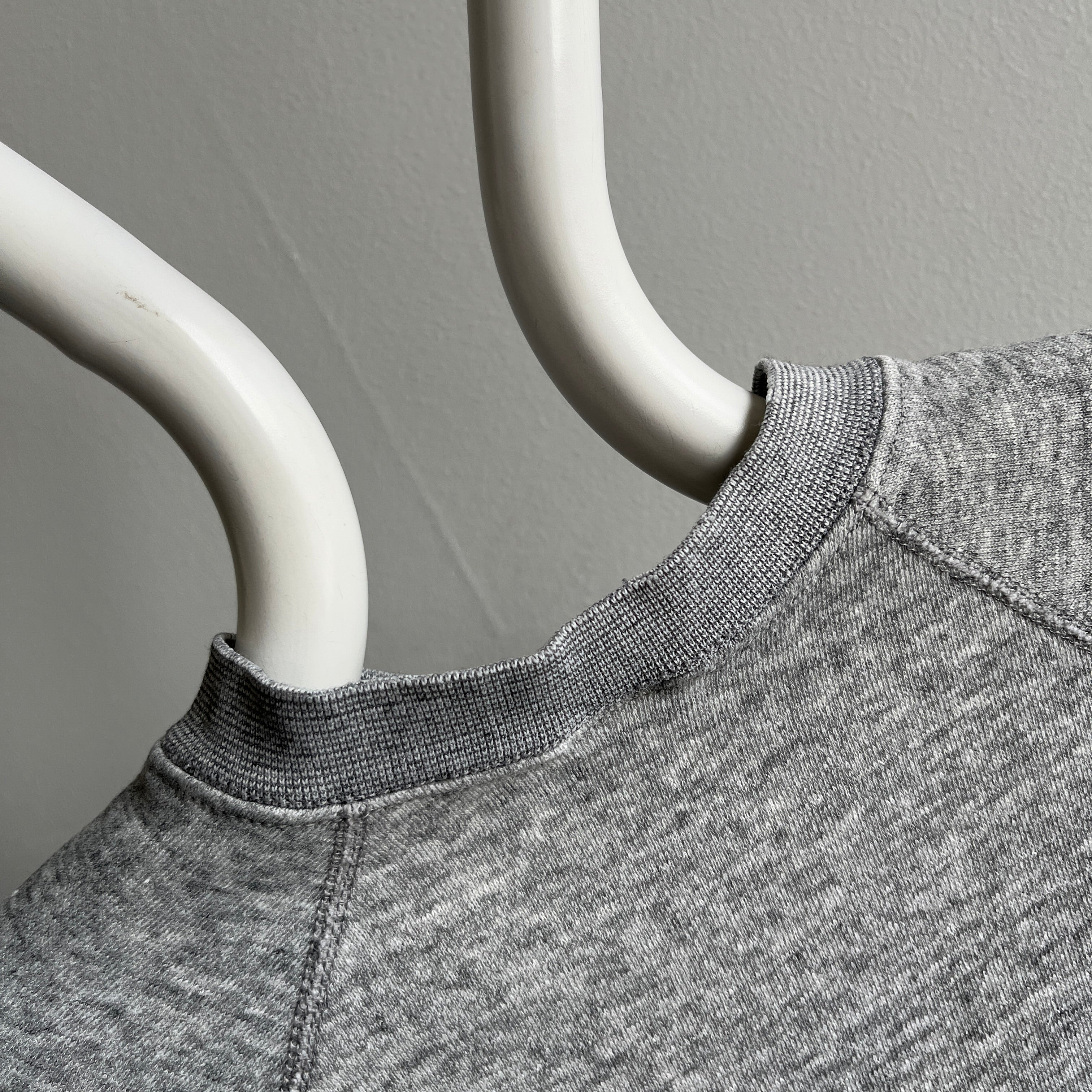 1980s Blank Gray Sweatshirt with a Little Sleeve Mending