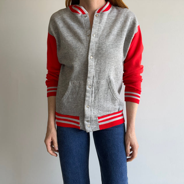 1980s Two Tone Baseball Sweatshirt with Snaps