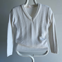 1970s XS White Sweater - A Delight!