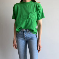 1980s The Slouchiest Kelly Green Pocket Tee Ever Made In The 80s, Maybe