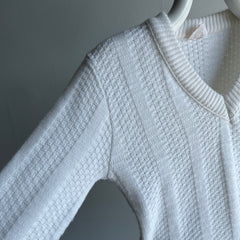 1970s XS White Sweater - A Delight!
