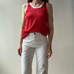 1970s Red and White Tank Top - With Holes