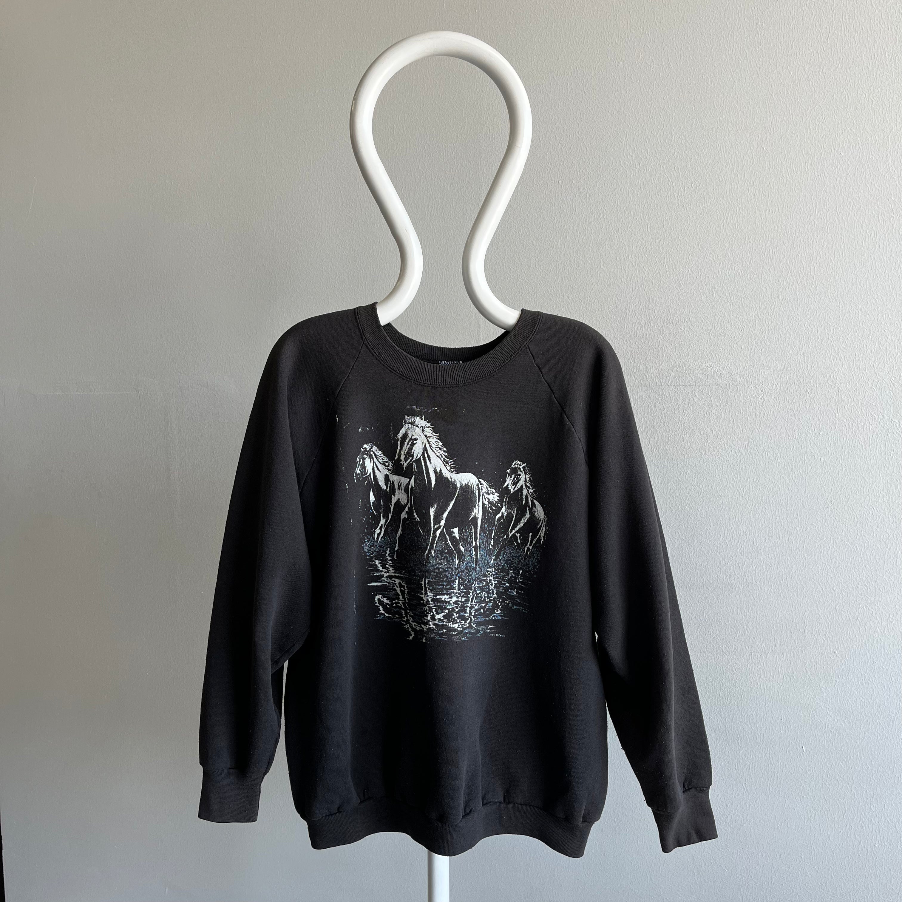 1980s Wild Horses Stained Sweatshirt