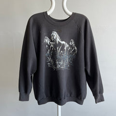 1980s Wild Horses Stained Sweatshirt