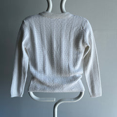 1970s XS White Sweater - A Delight!