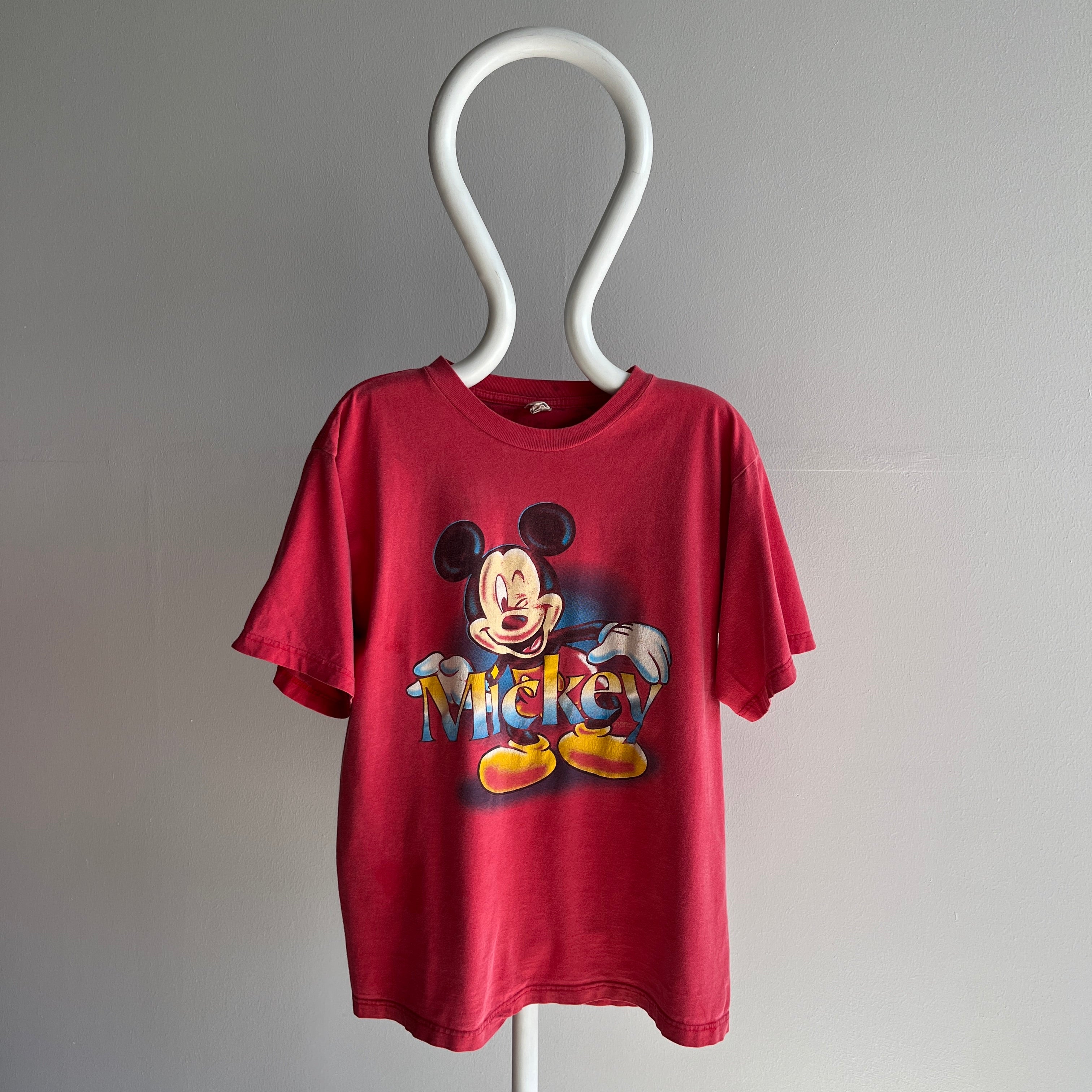 1990/2000s Faded Worn and Ink (?) Paint (?) Stained Mickey T-Shirt