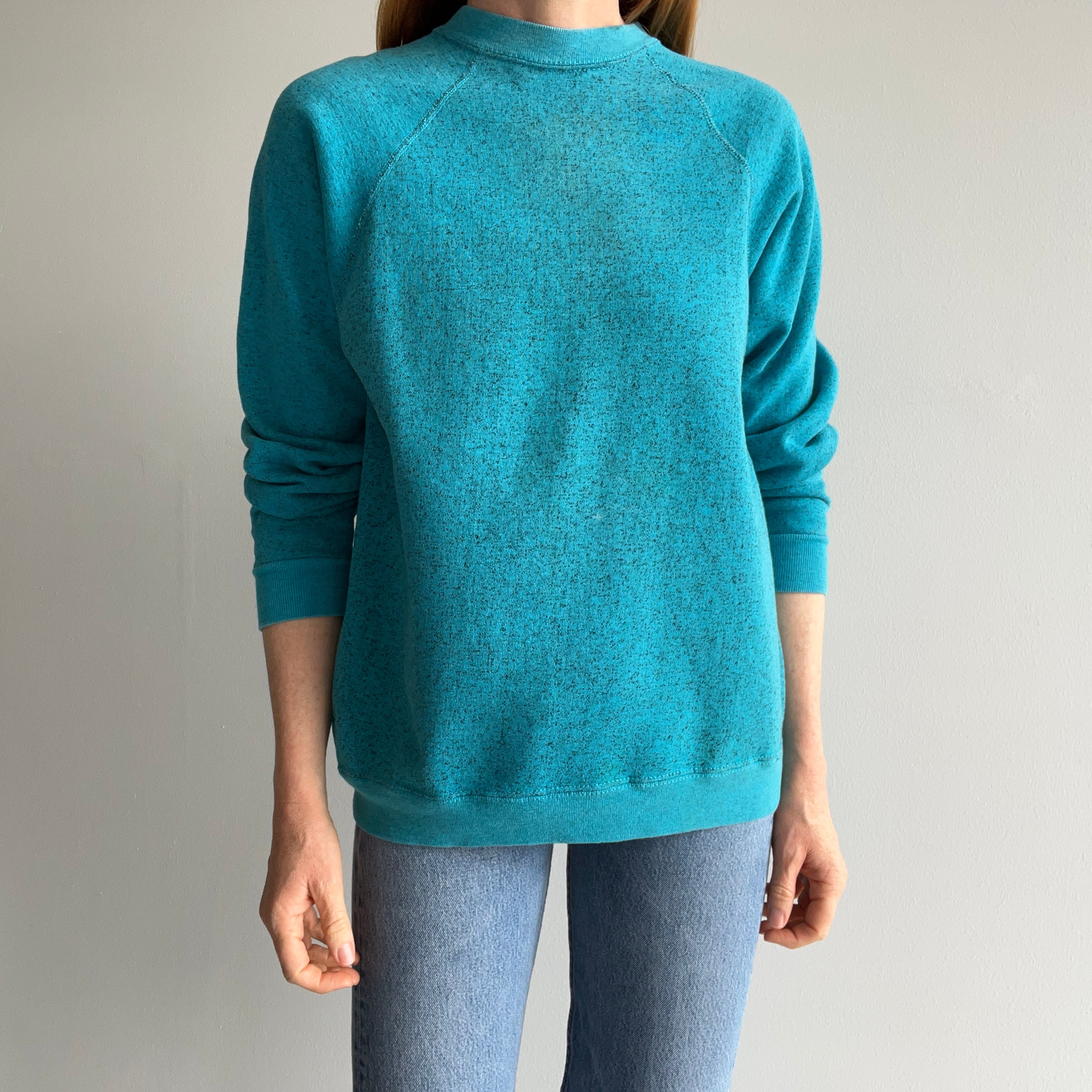 1980s Heather Turquoise Sweats Appeal by Tultex Sweatshirt - Above Average