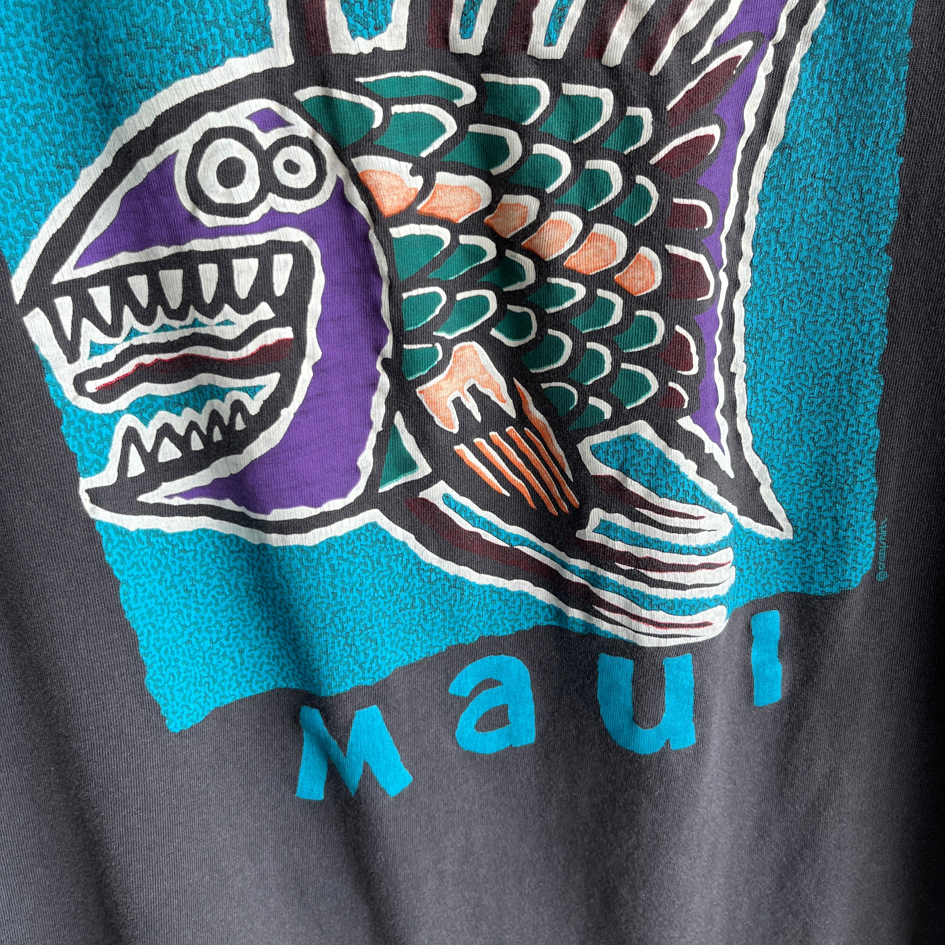 1990s Collectible Crazy Shirts Brand Maui Faded Cotton T-Shirt