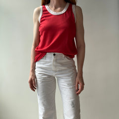 1970s Red and White Tank Top - With Holes