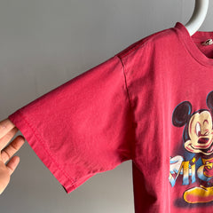 1990/2000s Faded Worn and Ink (?) Paint (?) Stained Mickey T-Shirt