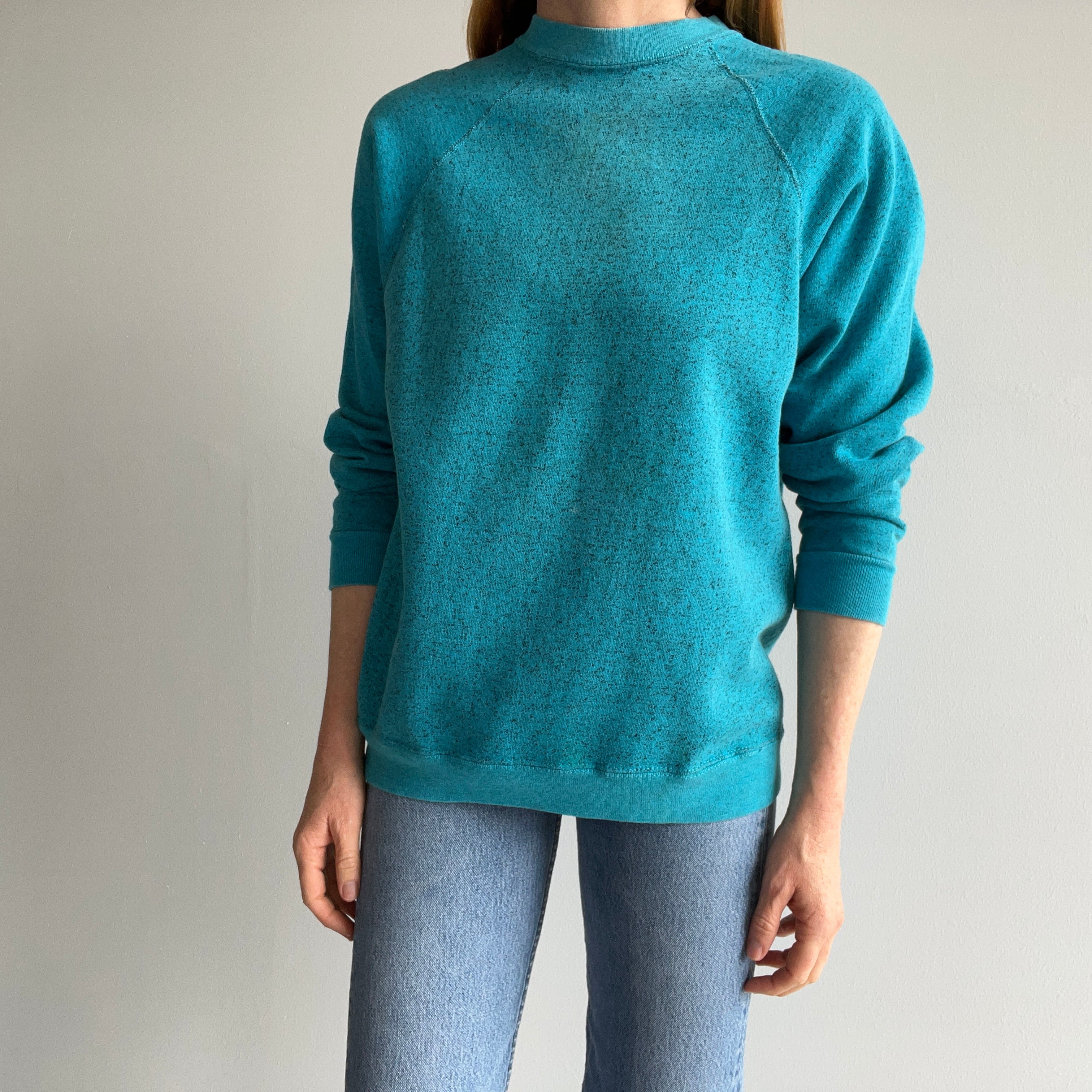 1980s Heather Turquoise Sweats Appeal by Tultex Sweatshirt - Above Average