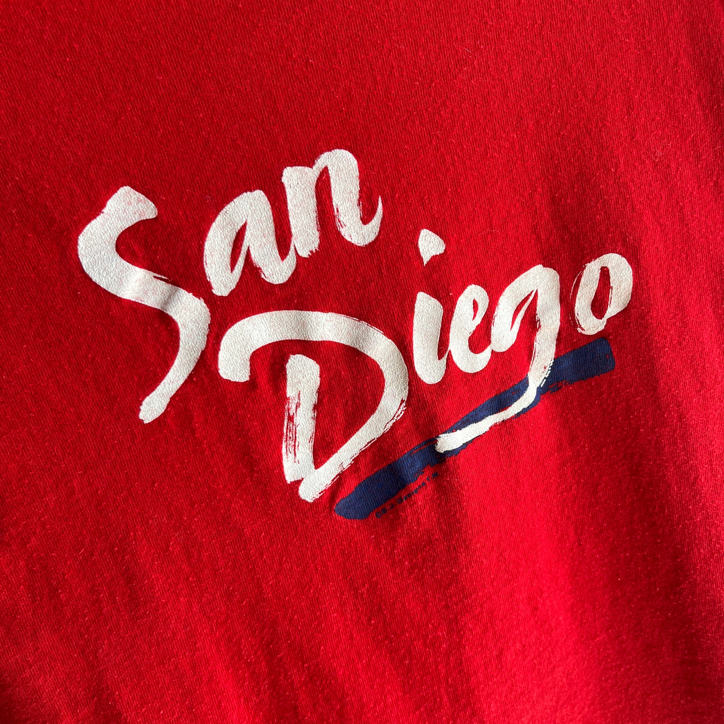 1980s San Diego Cotton Tourist T-Shirt with a Rolled Neck - Swoon