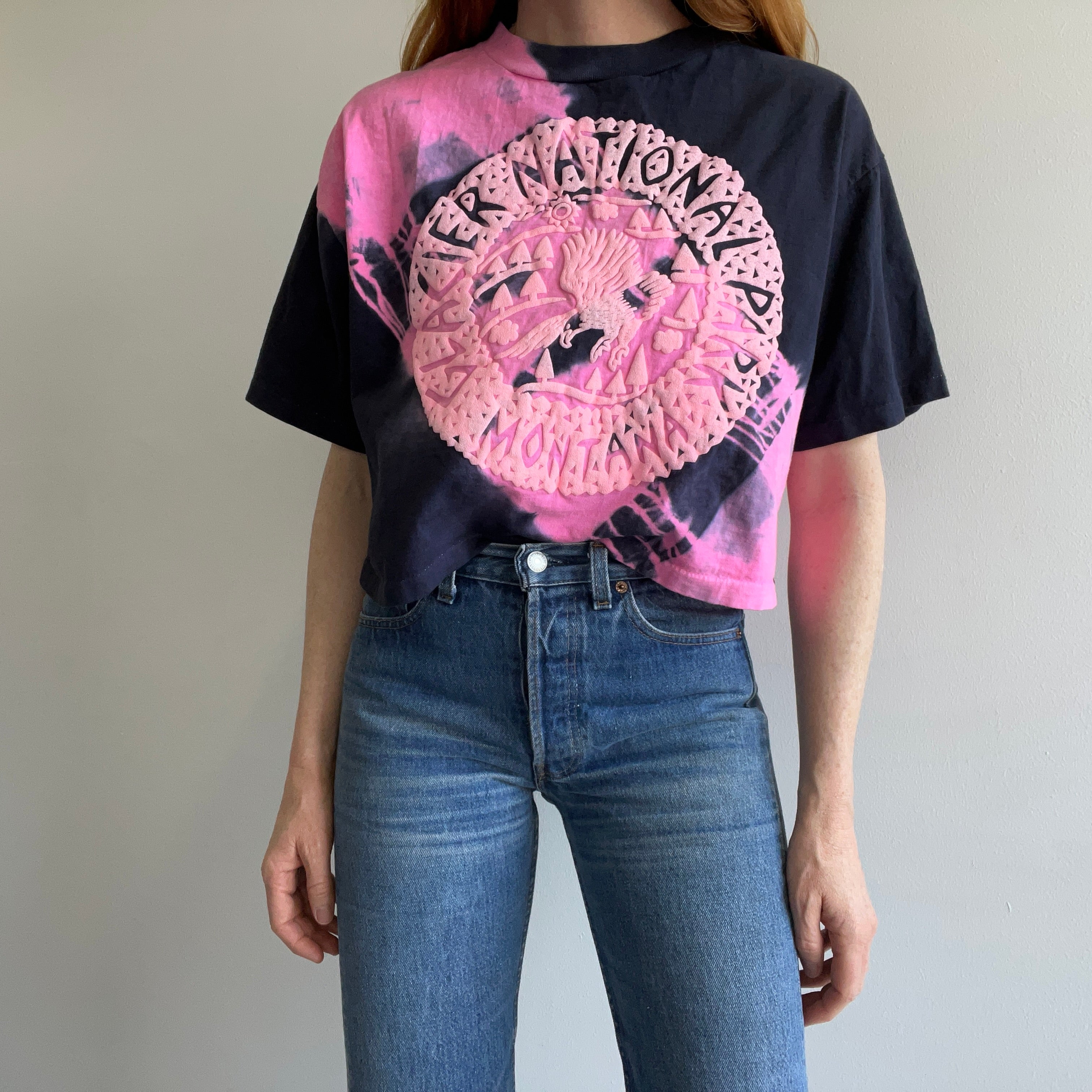 1980s Glacier National Park, Montana Tie Dye Crop Top