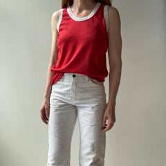 1970s Red and White Tank Top - With Holes