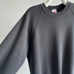 1980s Blank Soft Black Jerzees Raglan Sweatshirt - Swooooooon