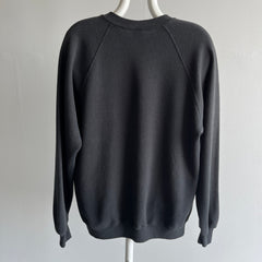 1980s Blank Soft Black Jerzees Raglan Sweatshirt - Swooooooon