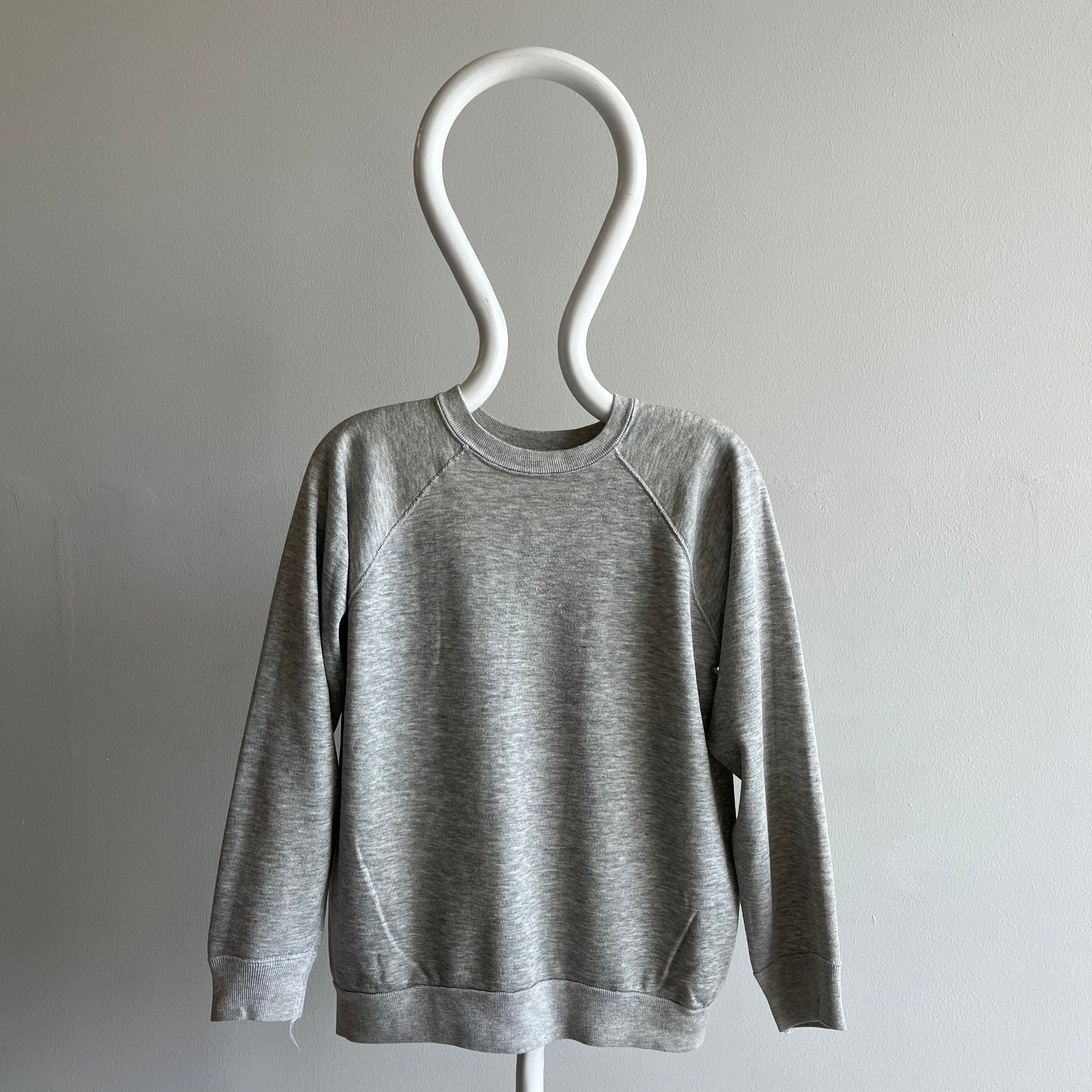 1980s Aged Blank Gray Raglan Sweatshirt by Chalk Line