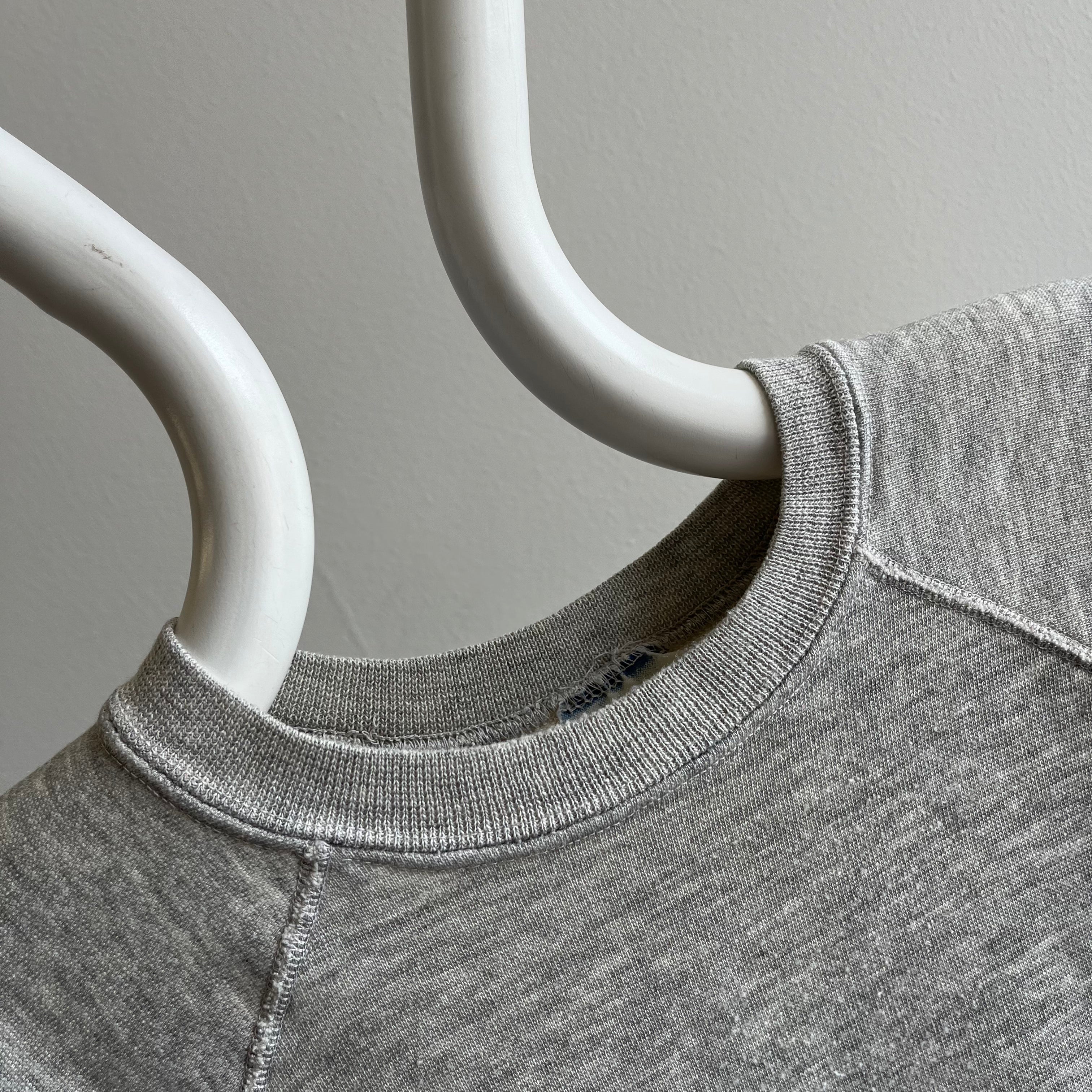 1980s Aged Blank Gray Raglan Sweatshirt by Chalk Line