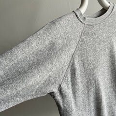 1980s Blank Gray Sweatshirt with Bleach Staining - Swooooon