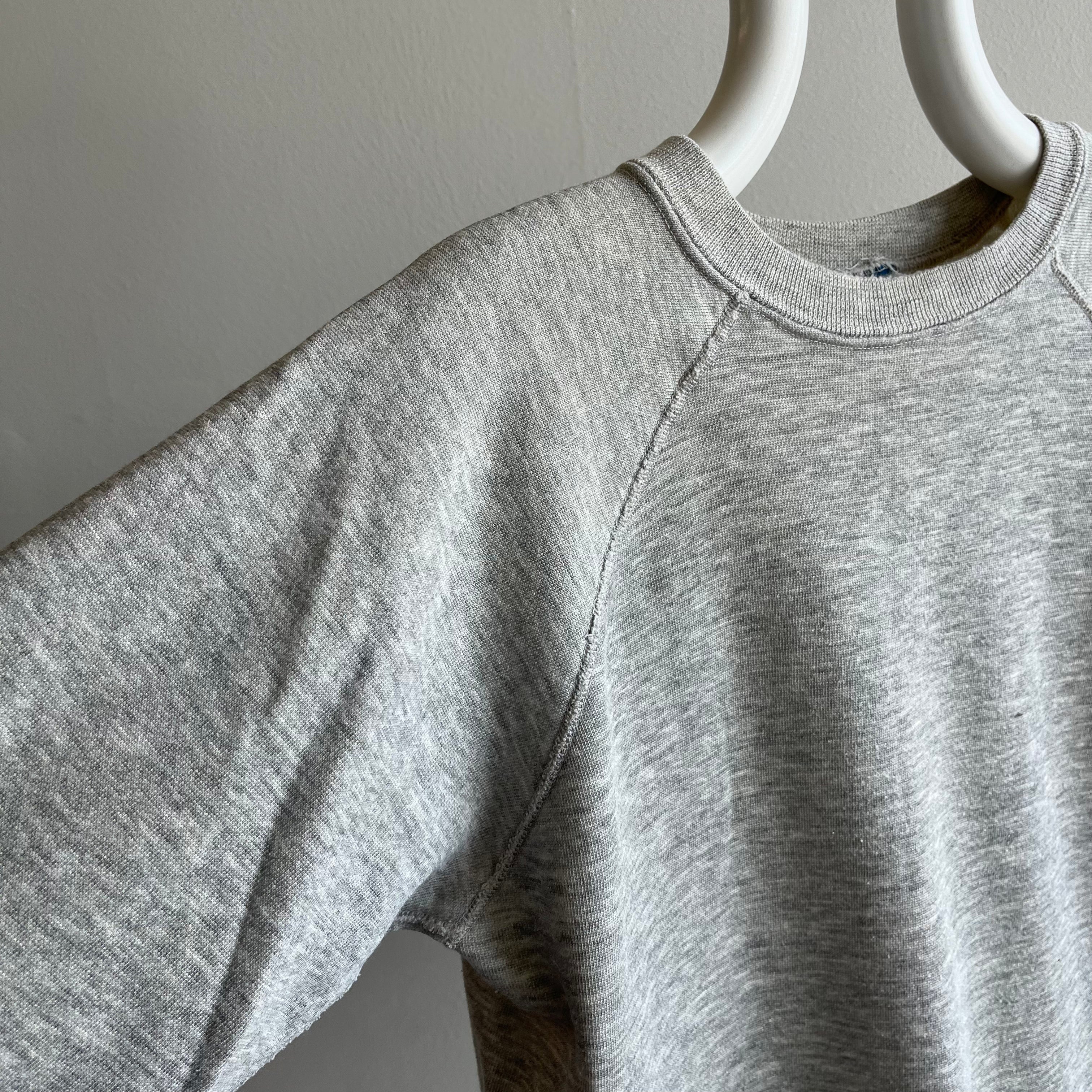 1980s Aged Blank Gray Raglan Sweatshirt by Chalk Line