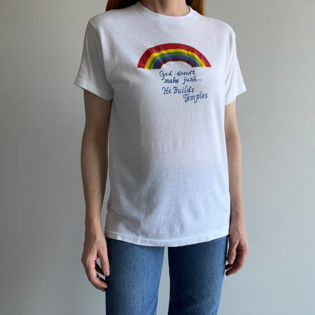 1980s "God Doesn't Make Junk, He Builds Temples" Super Awesome T-Shirt