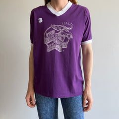 1970s The Purple Moose Saloon Front and Back No 3 Ring V Neck by Sportswear